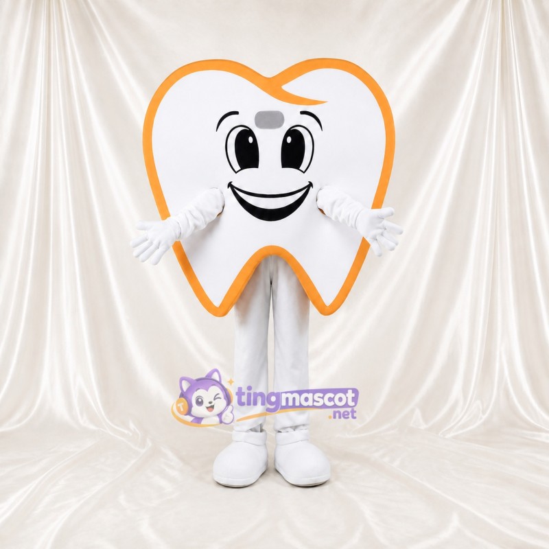 White Tooth Mascot Costume Full Body for Adults School Events