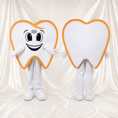 White Tooth Mascot Costume Full Body for Adults School Events