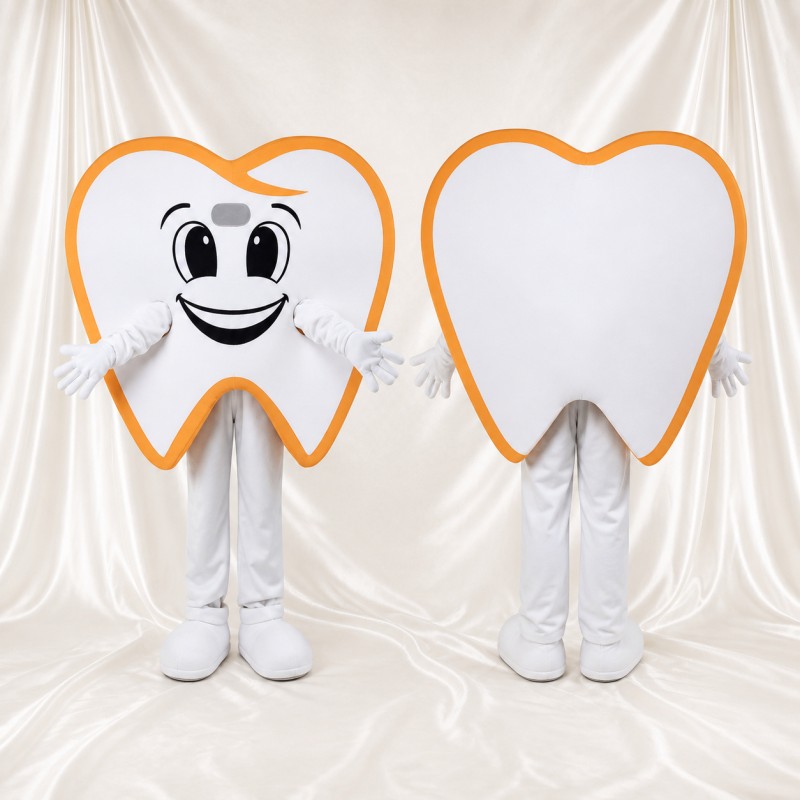 White Tooth Mascot Costume Full Body for Adults School Events