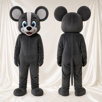 Dark Gray Mouse Mascot Costume Full Body for Adults School Events