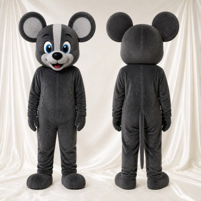 Dark Gray Mouse Mascot Costume Full Body for Adults School Events