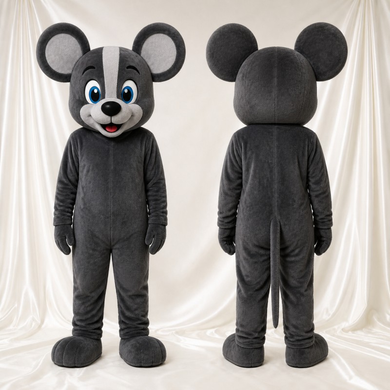 Dark Gray Mouse Mascot Costume Full Body for Adults School Events