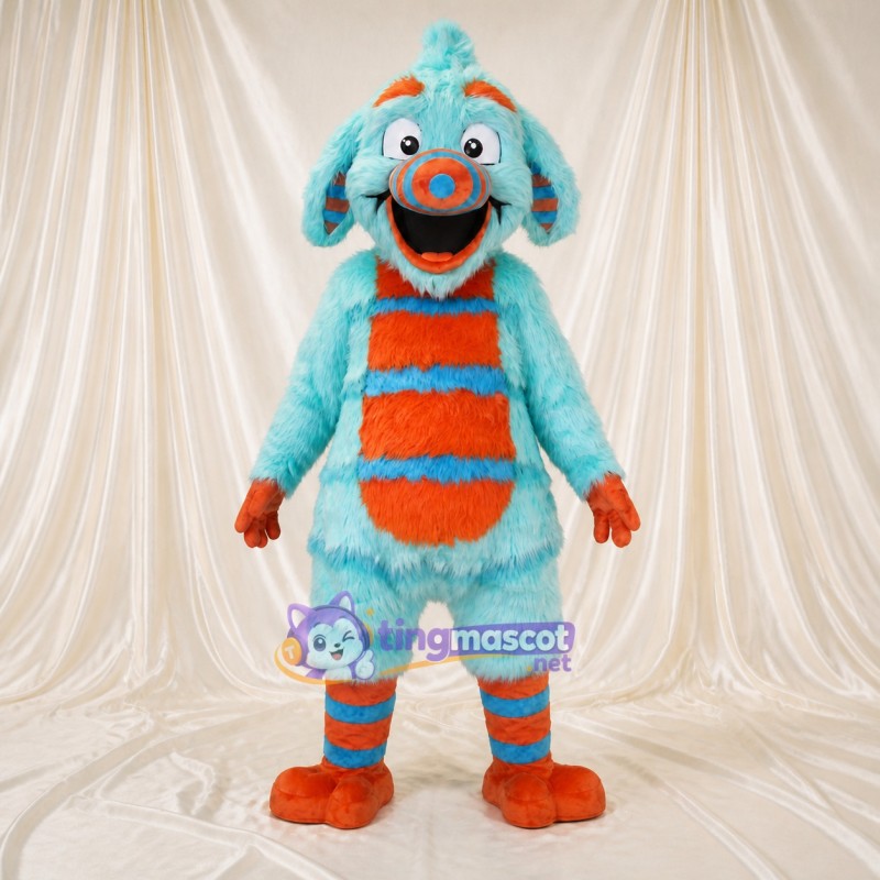 Striped Monster Mascot Costume Full Body for Adults School Events