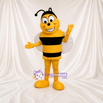 Abeille arrondie rayée Costume de mascotte intégral pour adultes Événements scolaires