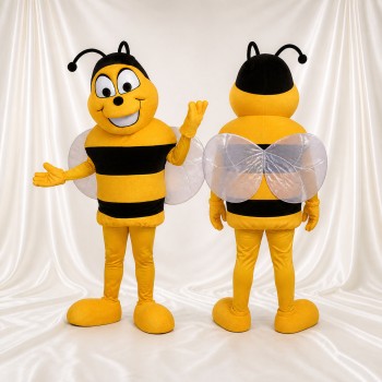Abeille arrondie rayée Costume de mascotte intégral pour adultes Événements scolaires