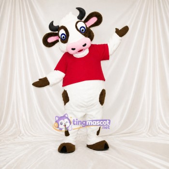 Vache à Chemise Rouge Costume de mascotte intégral pour adultes Événements scolaires