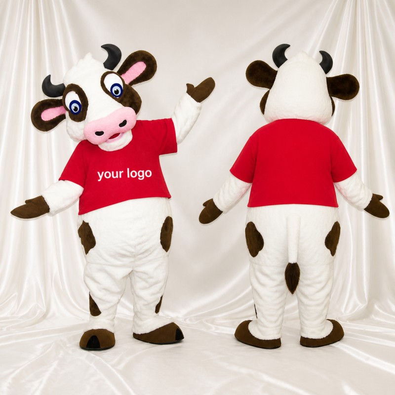 Vache à Chemise Rouge Costume de mascotte intégral pour adultes Événements scolaires