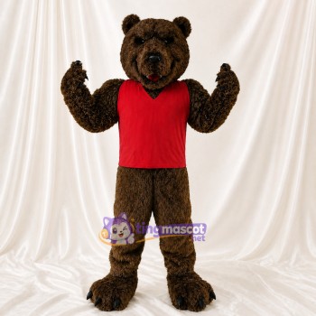 Ours à Chemise Rouge Costume de mascotte intégral pour adultes Événements sportifs
