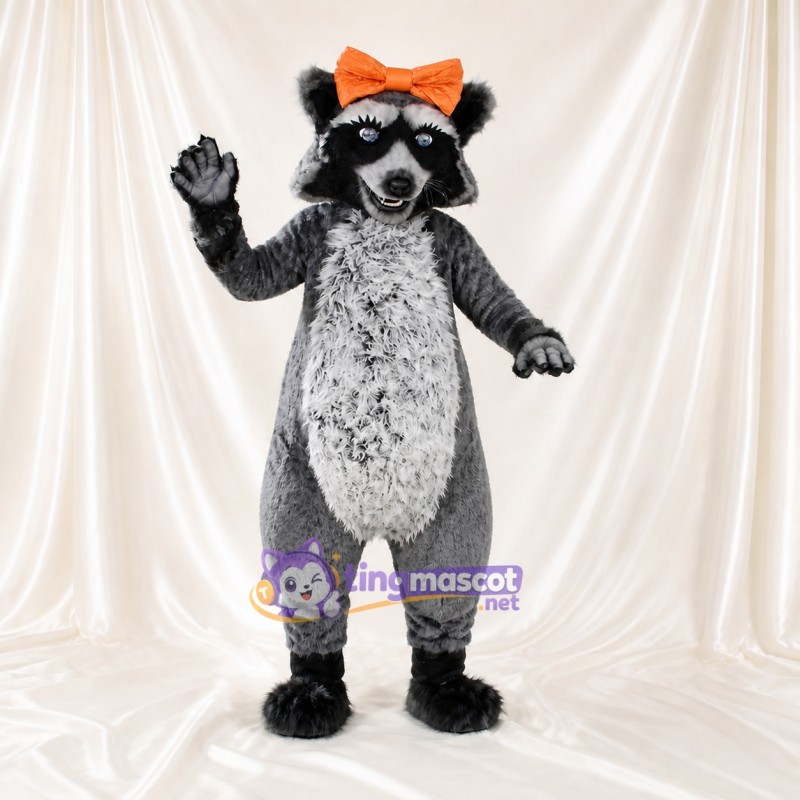 Gray Raccoon Mascot Costume Full Body for Adults School Events