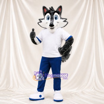 Loup à Chemise Blanche Costume de mascotte intégral pour adultes Événements sportifs
