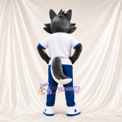 White Shirt Wolf Mascot Costume Full Body for Adults Sports Events