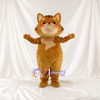 Brown Cat Mascot Costume Full Body for Adults School Events
