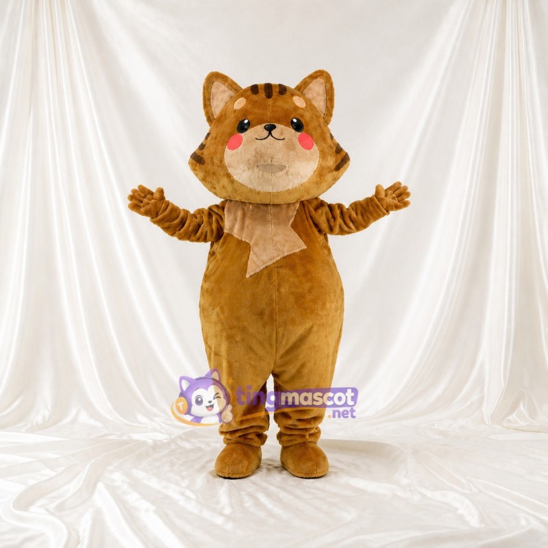 Brown Cat Mascot Costume Full Body for Adults School Events