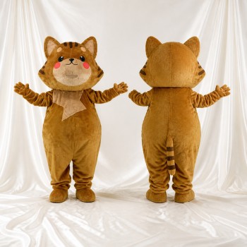 Brown Cat Mascot Costume Full Body for Adults School Events