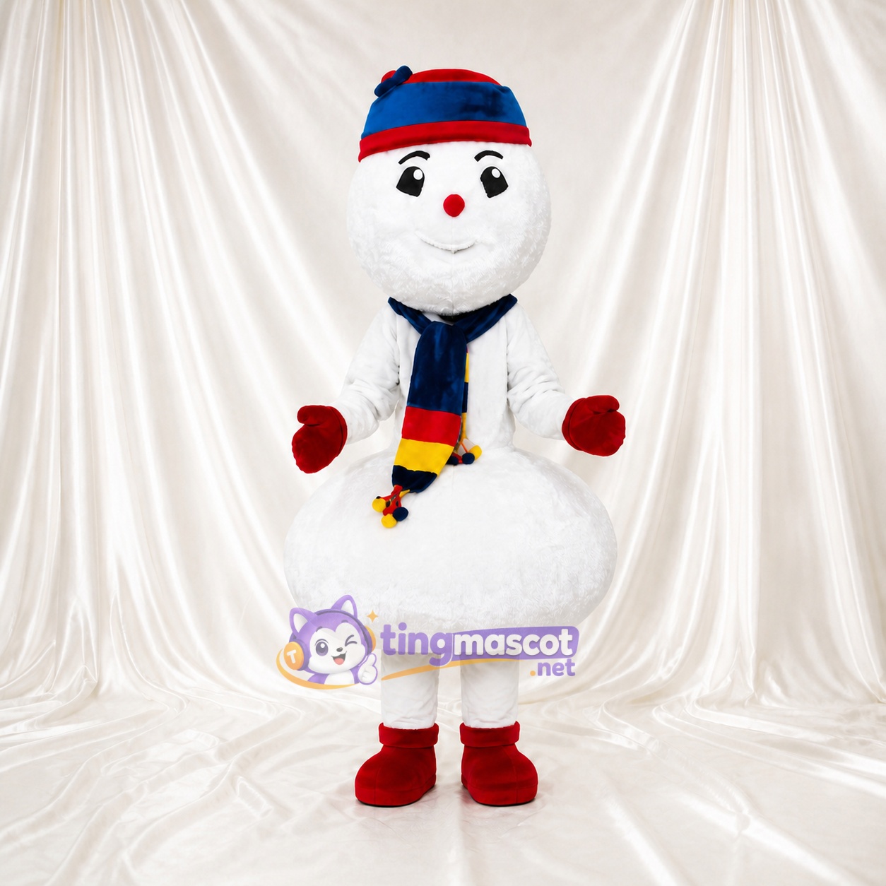 Bonhomme de neige blanc Costume de mascotte intégral pour adultes Événements scolaires