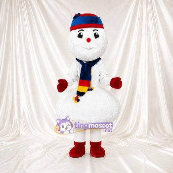 Bonhomme de neige blanc Costume de mascotte intégral pour adultes Événements scolaires