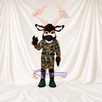 Braun Camouflage Grün Hirsch Maskottchenkostüm Ganzkörper für Erwachsene Schulveranstaltungen