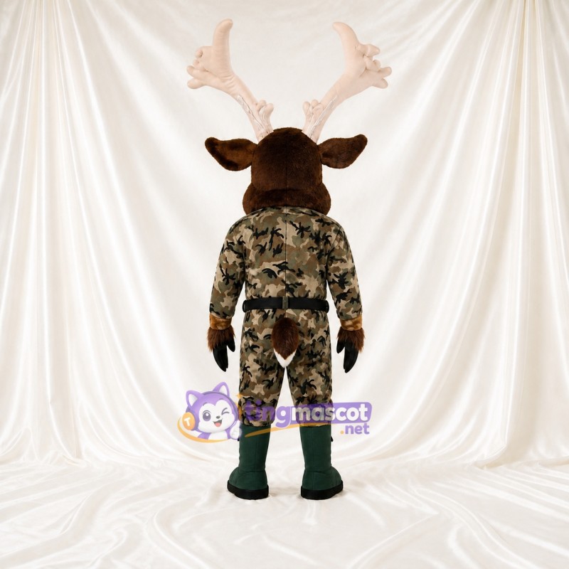 Braun Camouflage Grün Hirsch Maskottchenkostüm Ganzkörper für Erwachsene Schulveranstaltungen