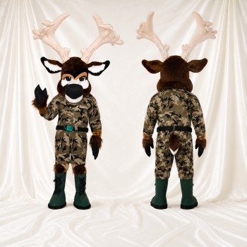Braun Camouflage Grün Hirsch Maskottchenkostüm Ganzkörper für Erwachsene Schulveranstaltungen