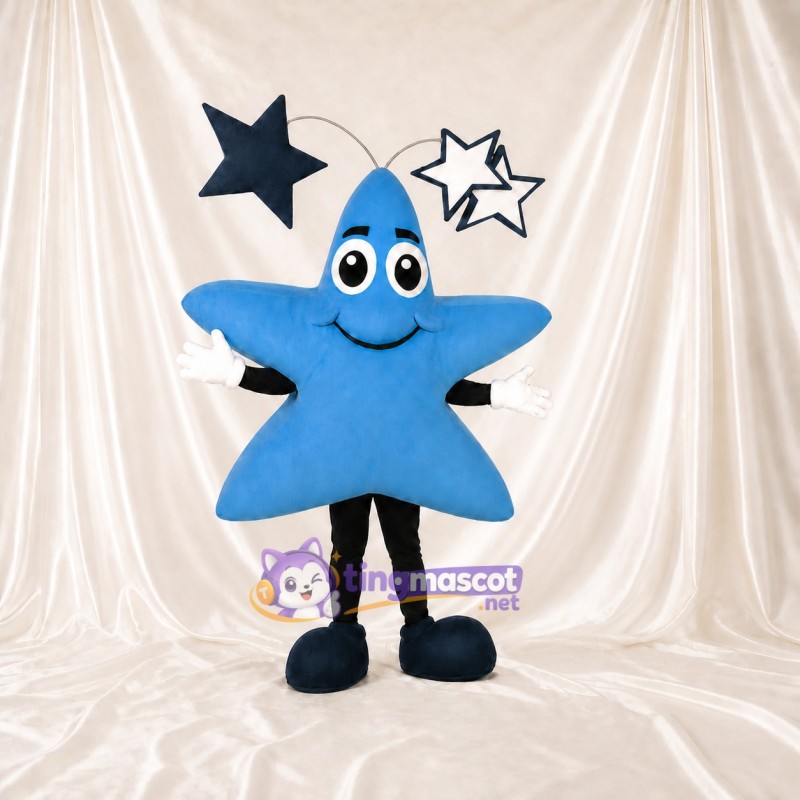 Sky Blue Star Mascot Costume Full Body for Adults School Events