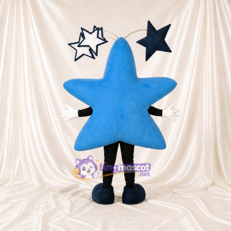 Sky Blue Star Mascot Costume Full Body for Adults School Events