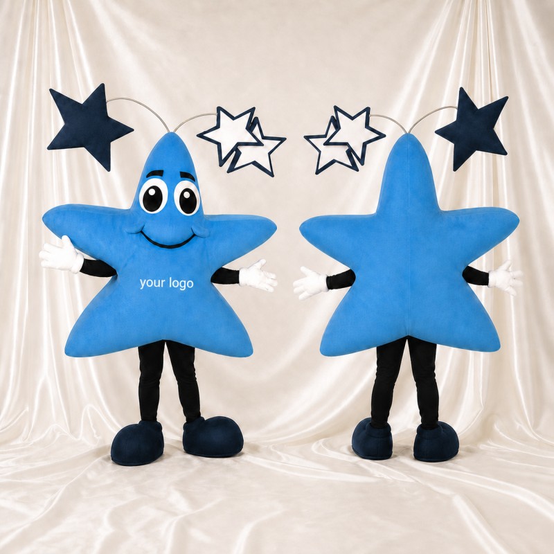 Sky Blue Star Mascot Costume Full Body for Adults School Events