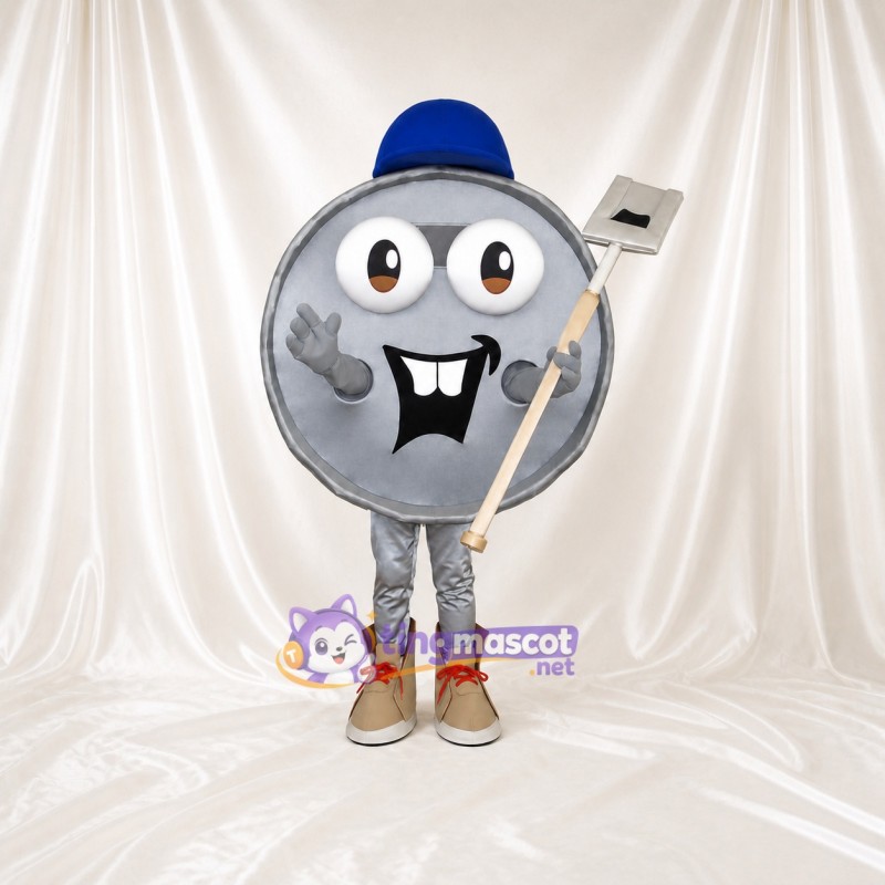 Silver Frying Pan Mascot Costume Full Body for Adults Food Events