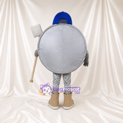 Silver Frying Pan Mascot Costume Full Body for Adults Food Events