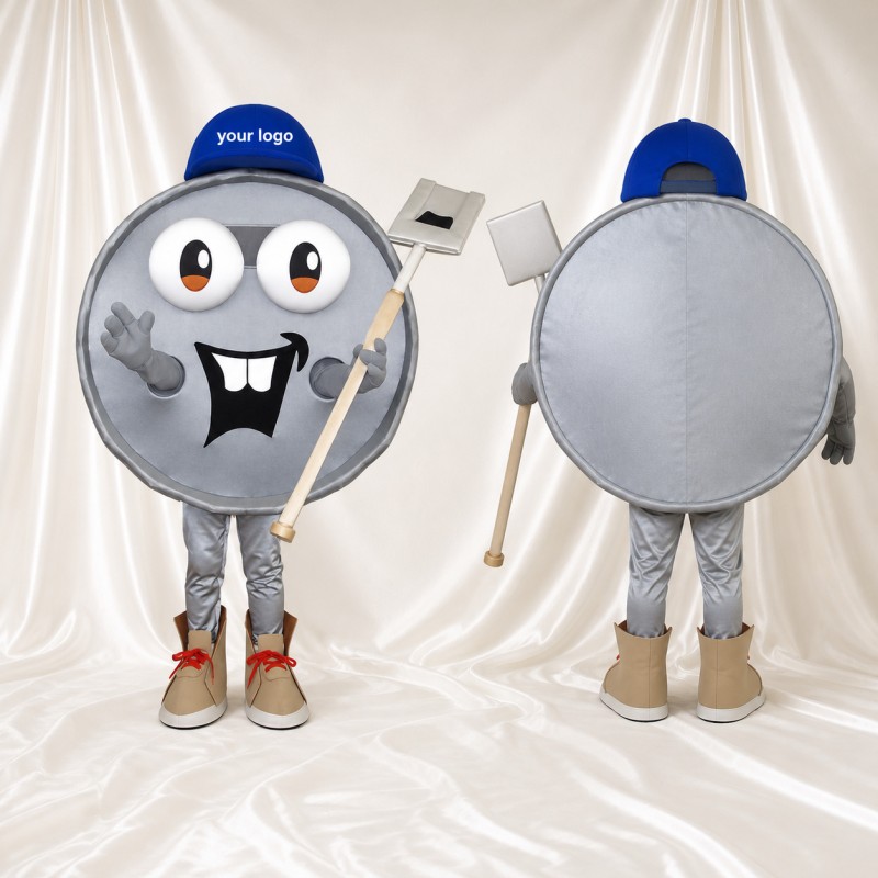 Silver Frying Pan Mascot Costume Full Body for Adults Food Events