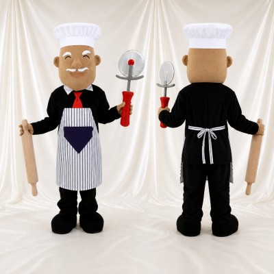 Chef blanc Costume de mascotte intégral pour adultes Événements gastronomiques