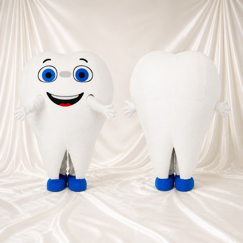 Molar Silhouette Tooth Mascot Costume Full Body for Adults School Events