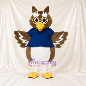 Brown Owl Mascot Costume Full Body for Adults School Events