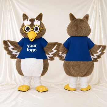 Brown Owl Mascot Costume Full Body for Adults School Events
