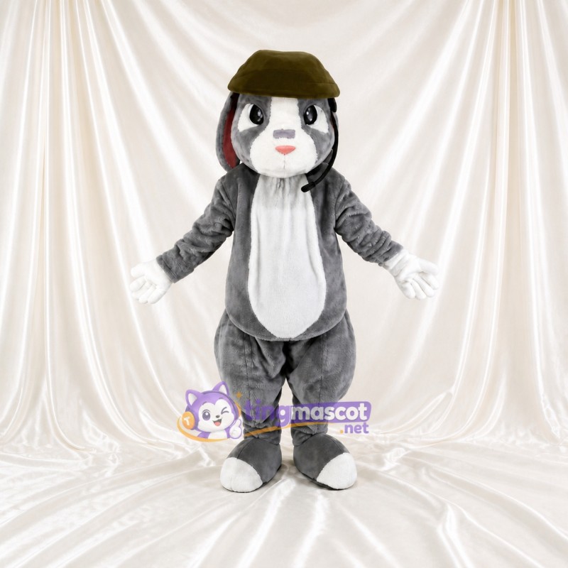 Gray Rabbit Mascot Costume Full Body for Adults School Events