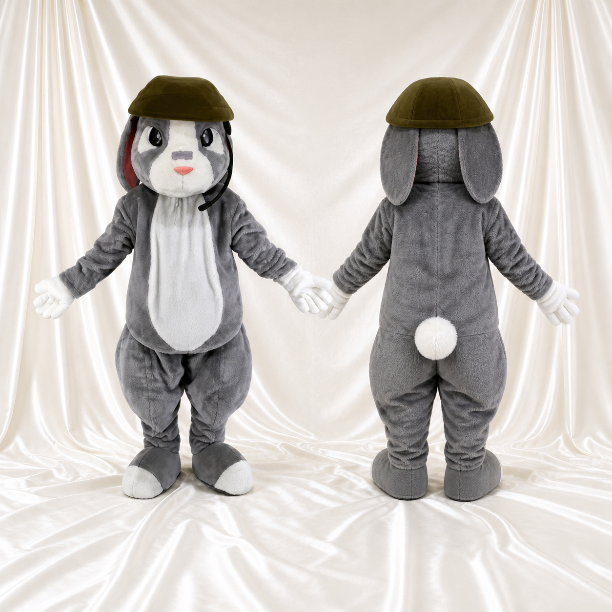 Graues Kaninchen Maskottchenkostüm Ganzkörper für Erwachsene Schulveranstaltungen Graues Kaninchen Maskottchenkostüm Ganzkörper für Erwachsene Schulveranstaltungen