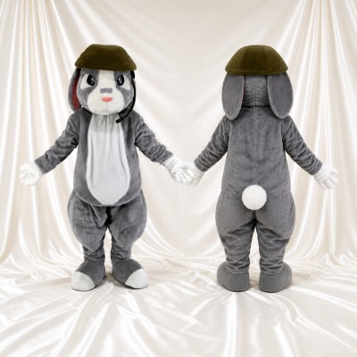 Gray Rabbit Mascot Costume Full Body for Adults School Events