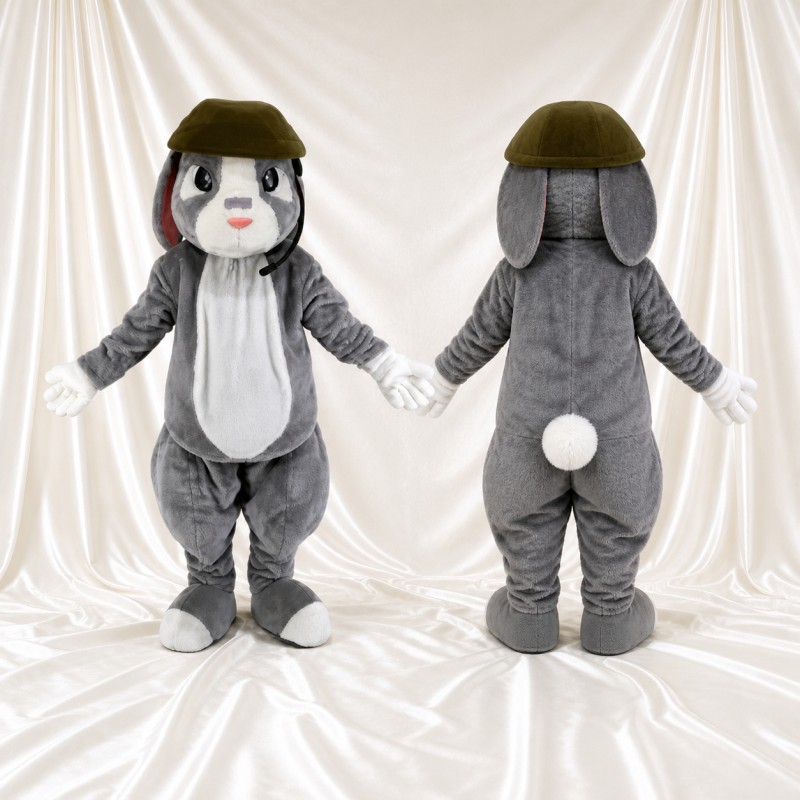 Gray Rabbit Mascot Costume Full Body for Adults School Events