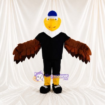 Layered Brown Bald Eagle Mascot Costume Full Body for Adults Sports Events