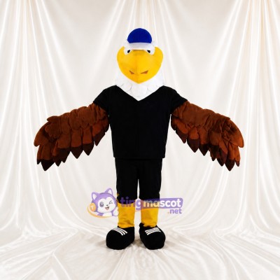 Layered Brown Bald Eagle Mascot Costume Full Body for Adults Sports Events