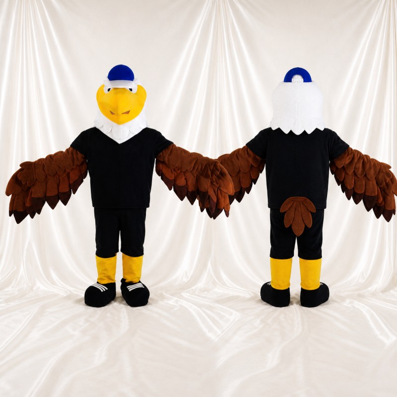 Layered Brown Bald Eagle Mascot Costume Full Body for Adults Sports Events