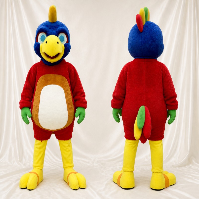 Red Parrot Mascot Costume Full Body for Adults Zoos