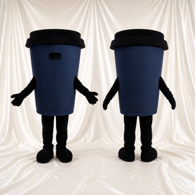 Gobelet de Voyage Noir avec Couvercle Costume de mascotte intégral pour adultes Événements gastronomiques