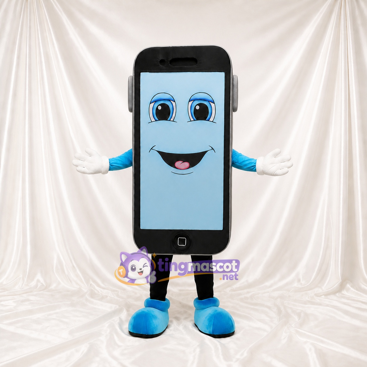 Smartphone Noir Costume de mascotte intégral pour adultes Événements technologiques Smartphone Noir Costume de mascotte intégral pour adultes Événements technologiques