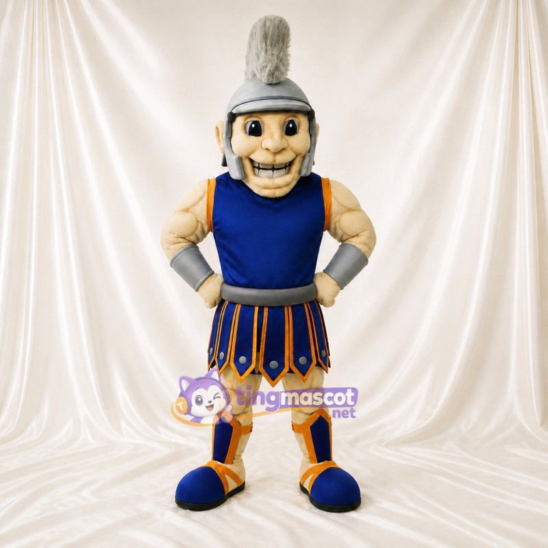Blue Ancient Warrior Mascot Costume Full Body for Adults Museums