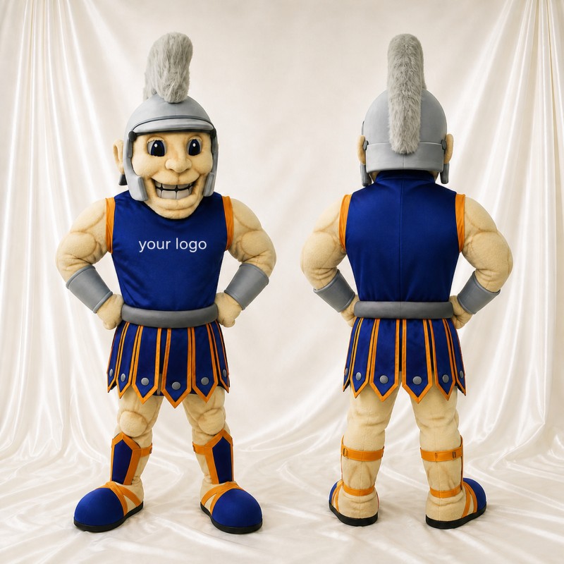 Blue Ancient Warrior Mascot Costume Full Body for Adults Museums
