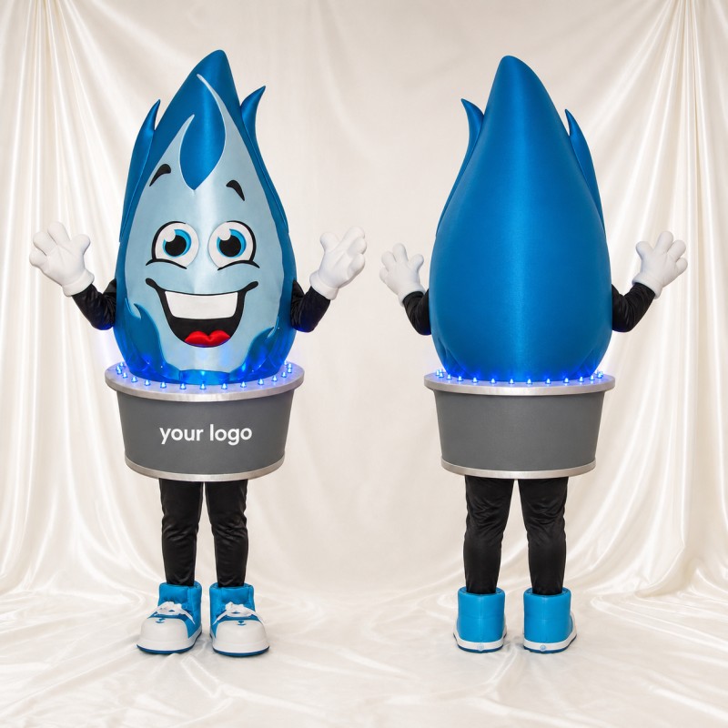 Gas Flame Mascot Costume Full Body for Adults Trade Shows