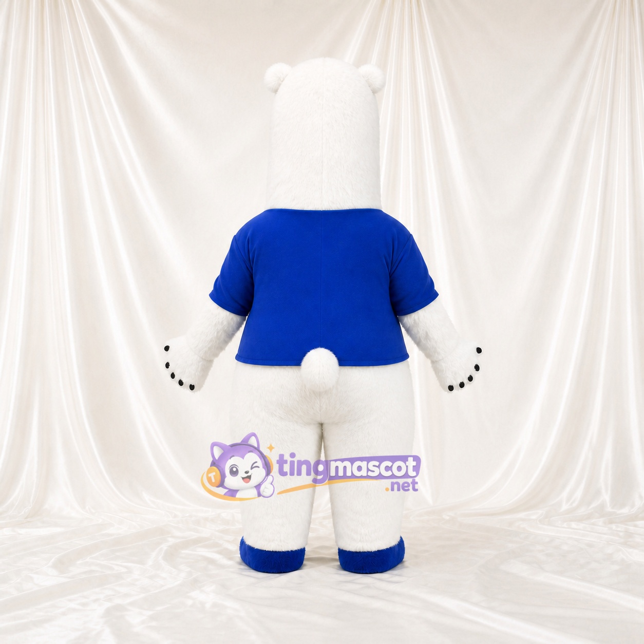Blaues Hemd Eisbär Maskottchenkostüm Ganzkörper für Erwachsene Schulveranstaltungen Blaues Hemd Eisbär Maskottchenkostüm Ganzkörper für Erwachsene Schulveranstaltungen