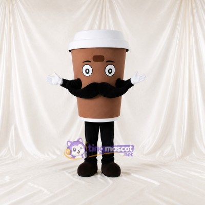 Brown Coffee Cup Mascot Costume Full Body for Adults Food Events