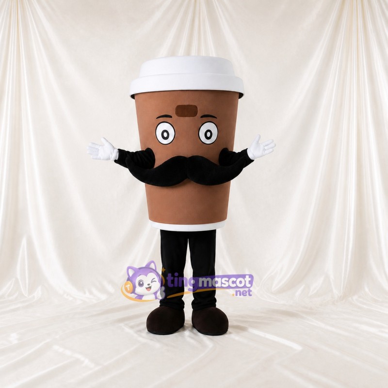 Brown Coffee Cup Mascot Costume Full Body for Adults Food Events
