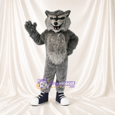 Shaggy Chest Wolf Mascot Costume Full Body for Adults Sports Events